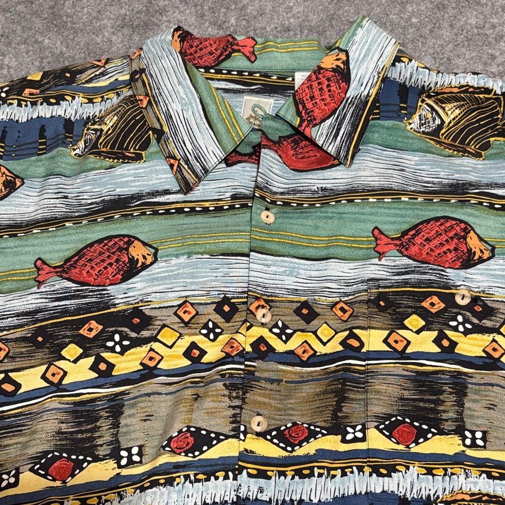 Vintage Silk Colourful Fish Pattern Hawaiian Shirt